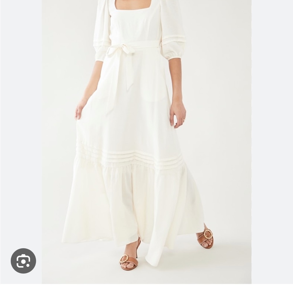 Jonathan Simkhai Cream Maxi Dress with Puff Sleeves